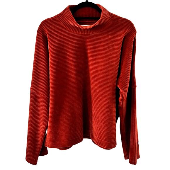TEXTURE & THREADS MADEWELL Pullover Mockneck L/S Corduroy Rust Color Top Sz L - Picture 1 of 6